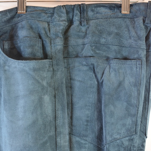 Blue Soft Shammy Suede Leather Pants High Waist SZ 16 Rogue NWOT - Picture 1 of 10